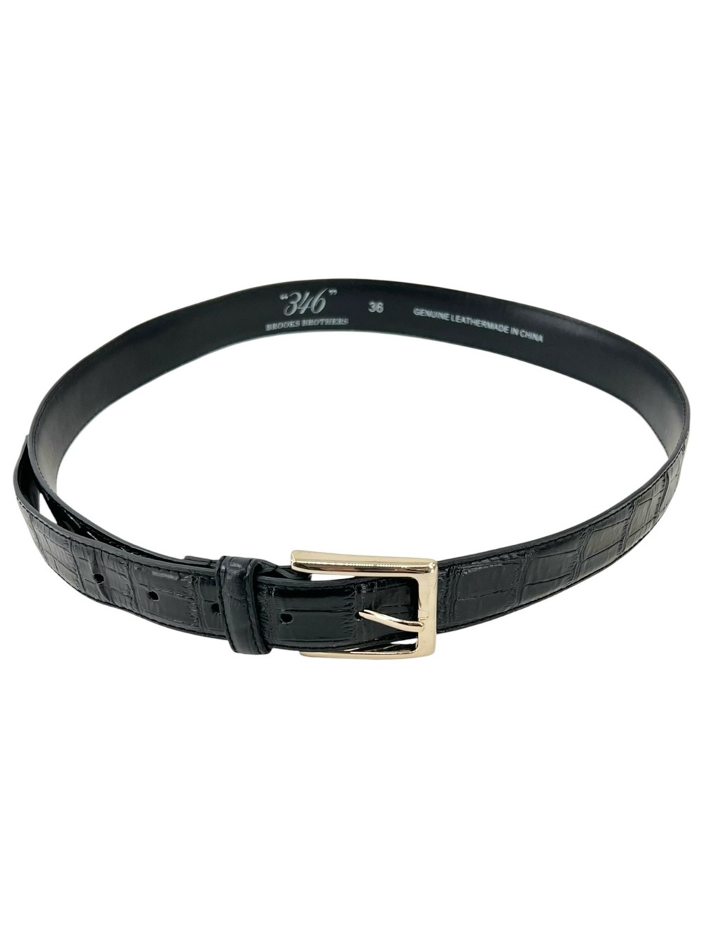 Brooks Brothers 346 Black Croc Embossed Classic Luxury Quality Leather Belt - Picture 3 of 7